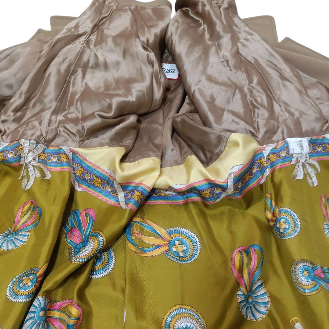 2XL✨HERNO カシミア 馬のリボン 裏地総柄 ロングコート ハニーベージュ