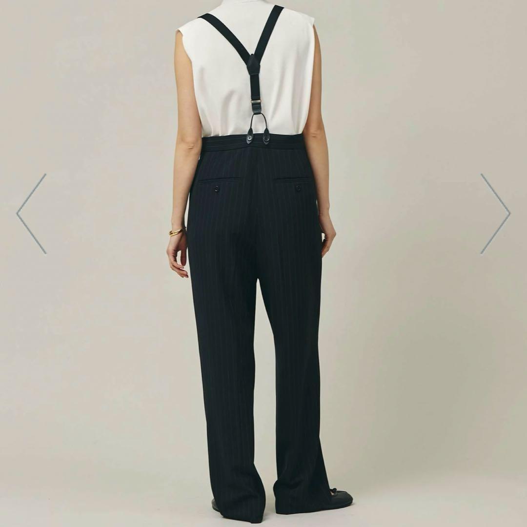 美品　カレンソロジー　黒ピンストライプ　サスペンダーパンツ　フリーサイズ