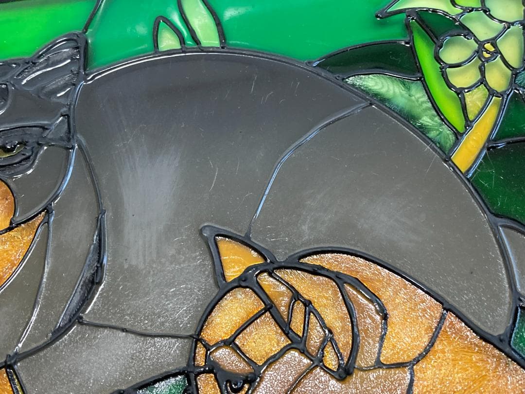 2001年 大判 ティファニー キャット ジョン・ベーカー ステンドグラス