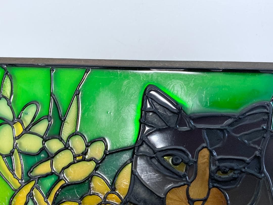 2001年 大判 ティファニー キャット ジョン・ベーカー ステンドグラス