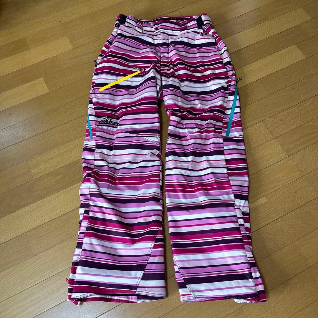 スキーウェア ピンク/紫 ストライプ