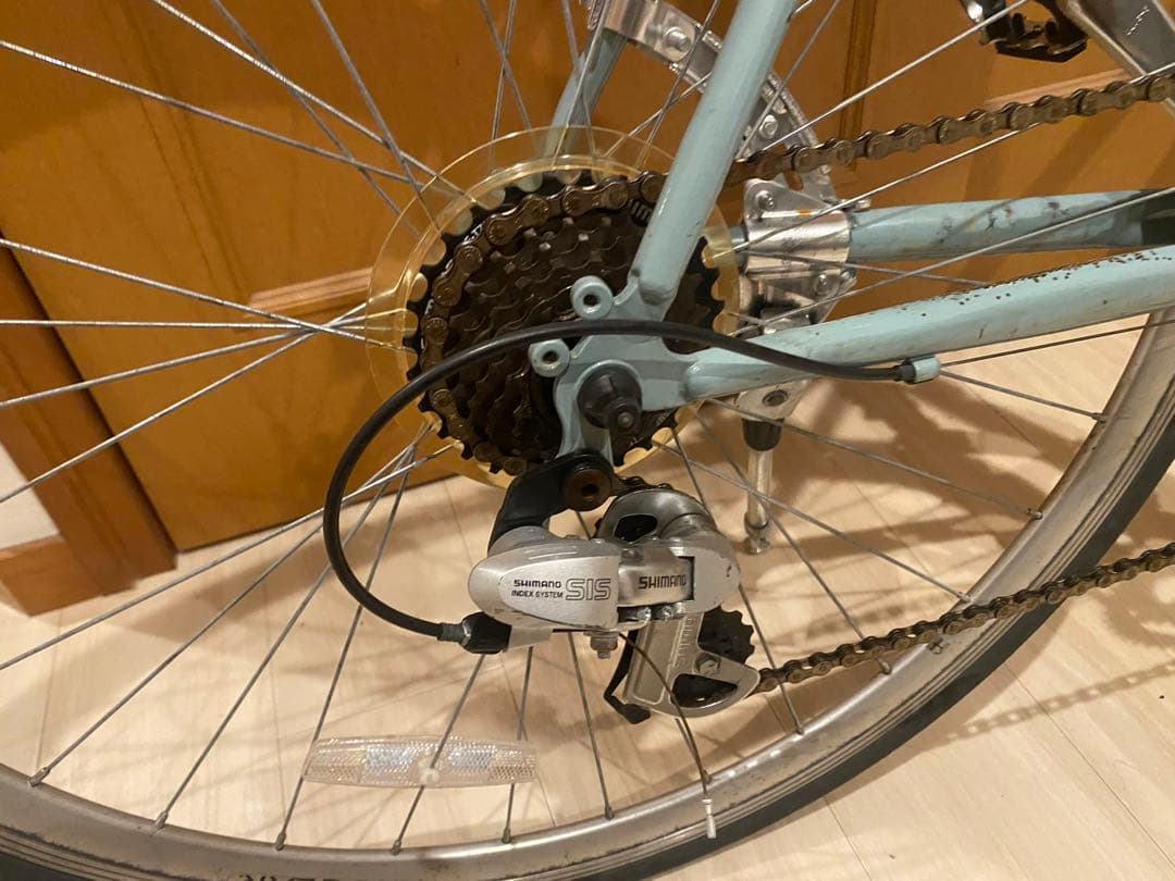 箱代込み、クロスバイク 水色 クロモリフレーム