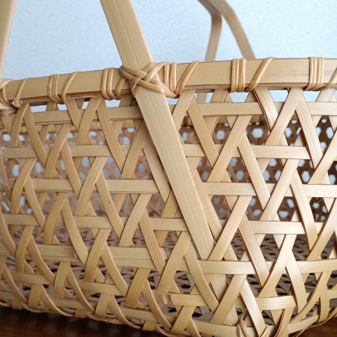 竹製籠　宮崎　作家物　竹細工　バスケット　大きめかご　天然素材　亀甲　クラフト