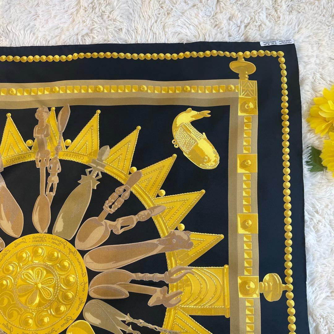 未使用級✨ エルメス カレ90 アフリカのスプーン スカーフ シルク 箱