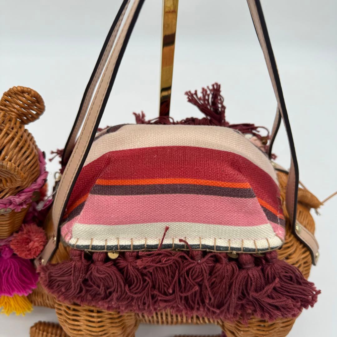 稀少】 ケイトスペード ラクダ らくだ ハンドバッグ ラタン タッセル