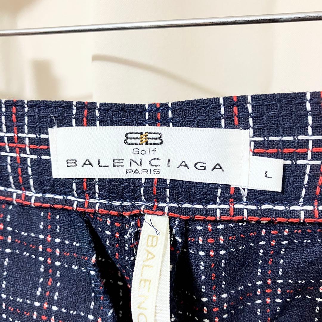 新品 バレンシアガゴルフ ストレートパンツ ネイビー 金ボタン 裾上げ前