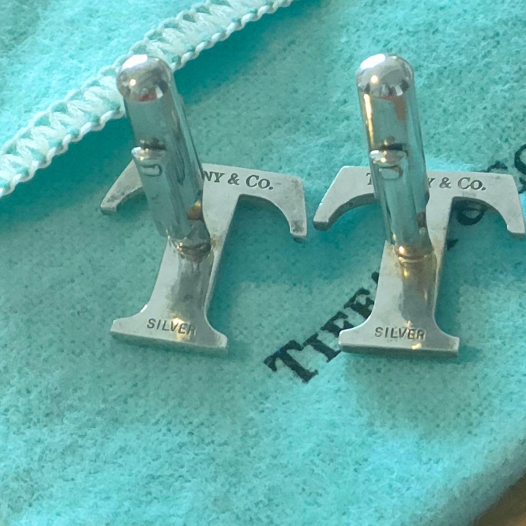 ティファニー T ロゴ シルバー カフス リンクス メンズ スーツ　巾着付き