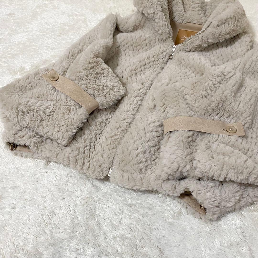 Leilian レリアン フェイクファー フーデッド ショートコート 日本製