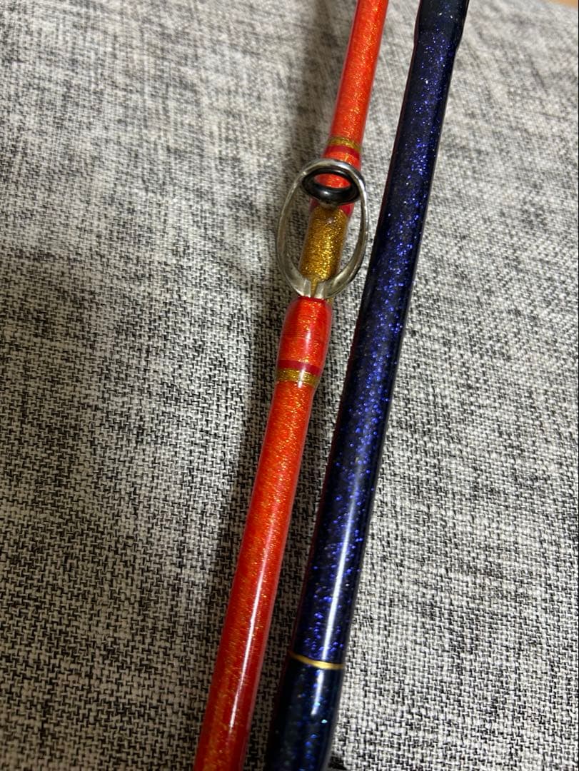 大物用　船竿 青 赤 付け替え可能　2本セット
