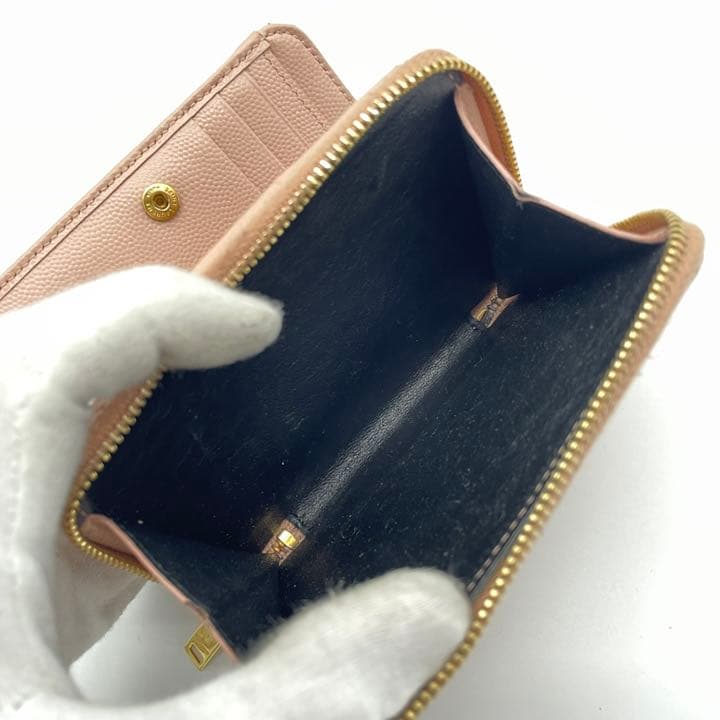 付属品完備】 サンローラン カサンドラ 二つ折り財布 キャビアスキン