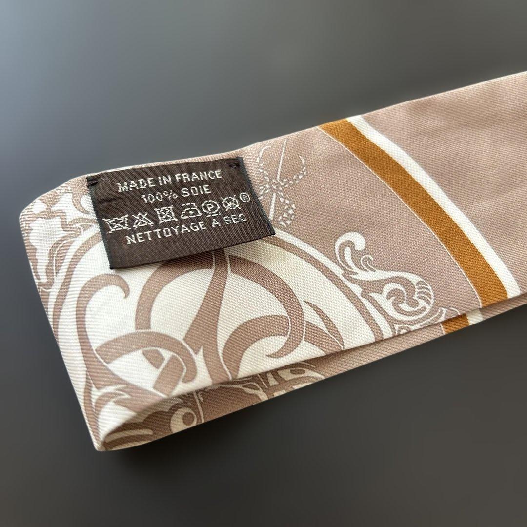 HERMES シルクスカーフ エクスリブリス　ブラウン　ホワイト