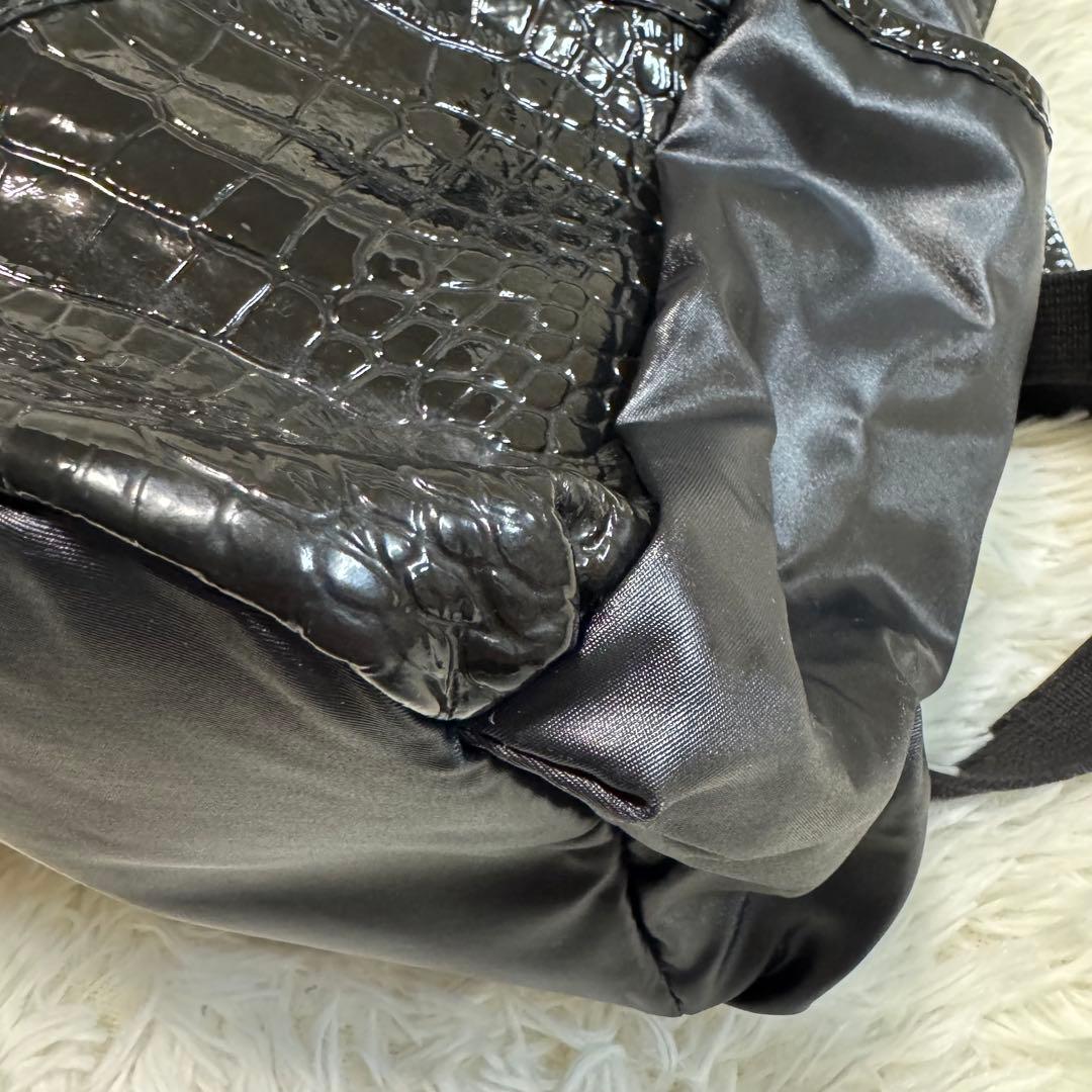 cooga クーガ　軽量レザー　ナイロン リュック　黒　ビジネスバッグ