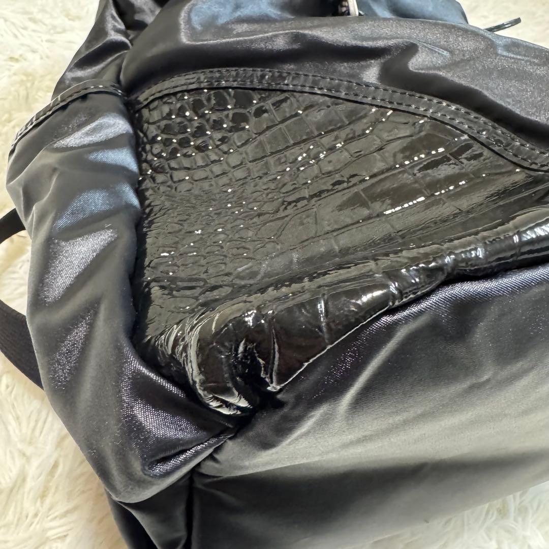 cooga クーガ　軽量レザー　ナイロン リュック　黒　ビジネスバッグ