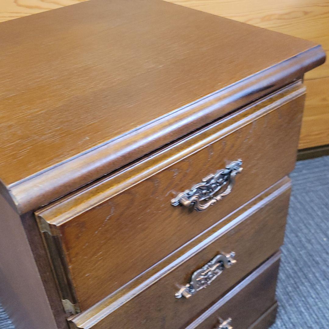 アンティーク調 木製 3段 ミニチェスト サイドチェスト ①