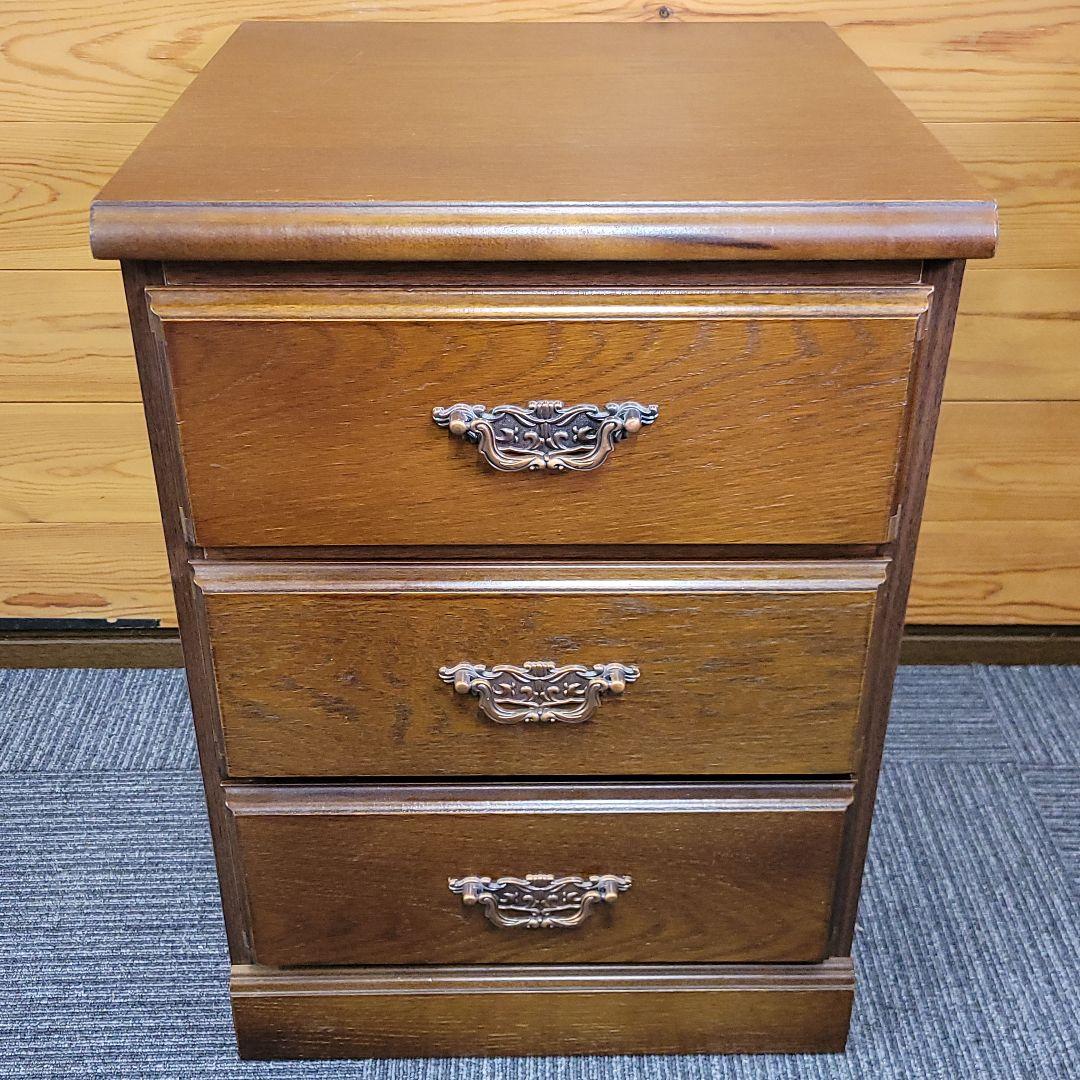 アンティーク調 木製 3段 ミニチェスト サイドチェスト ①