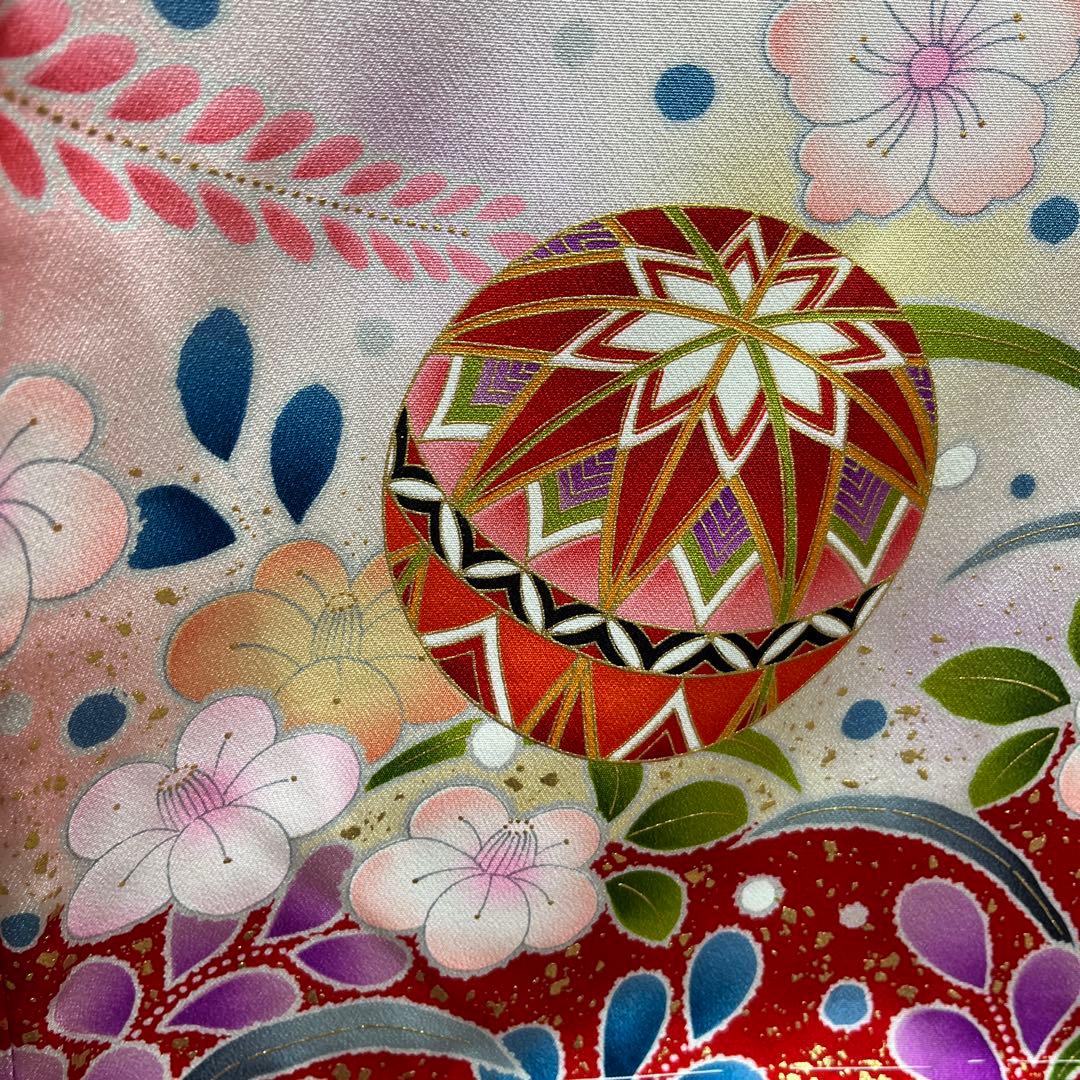 四つ身　着物　七五三　七歳　正絹　サーモンピンク