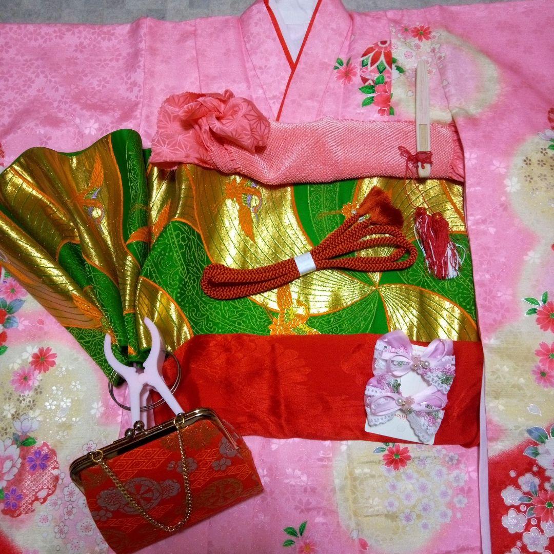 【七五三7歳～ハーフ成人式】可愛らしいピンク系振袖フルセット