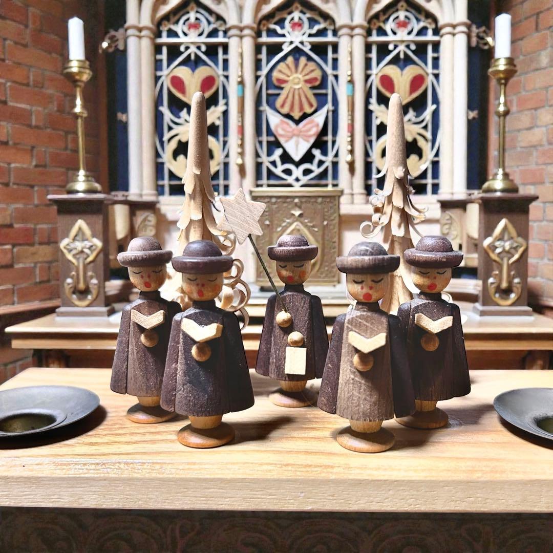 東ドイツ製・ザイフェン 聖歌隊木製キャンドルスタンドXmas装飾