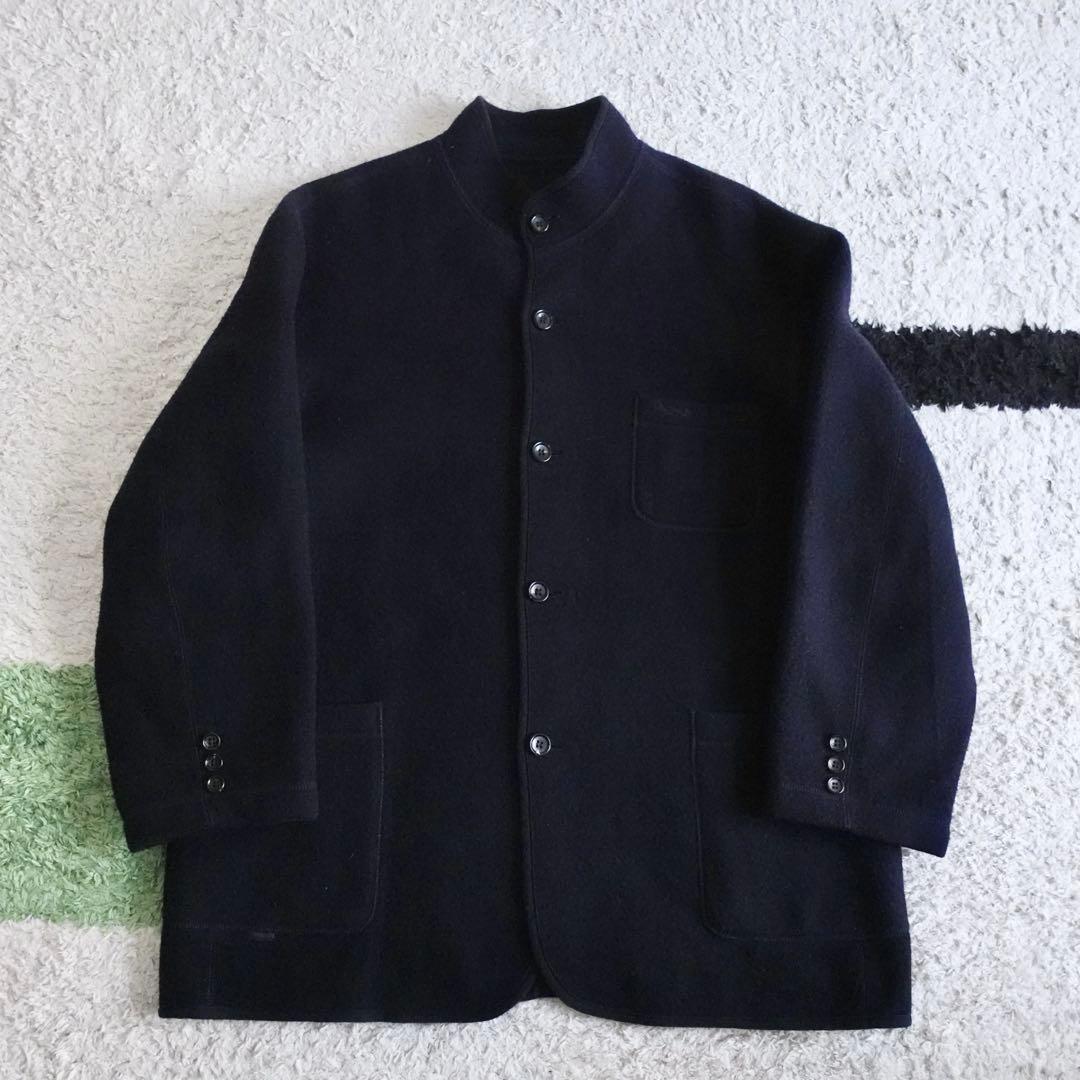 極美品】Papas ウールフランネル マオカラージャケット ダークネイビー
