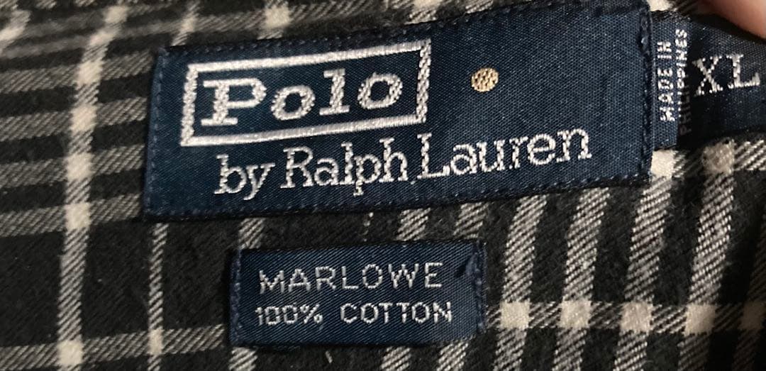 90s ラルフローレンMARLOWE オープンカラー 黒白