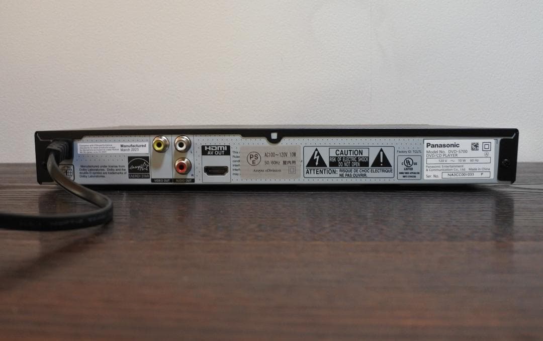 <リージョンフリー・未使用> パナソニック DVD-S700 DVDプレーヤー