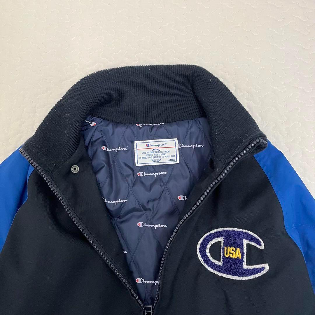 チャンピオンゴルフ ジャケット L スタジアム ブルー系 USA ロゴ 中綿
