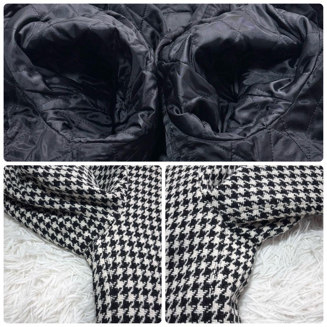 クレストブリッジ チェスターコート 千鳥柄 チェック L ロング ブラック中綿