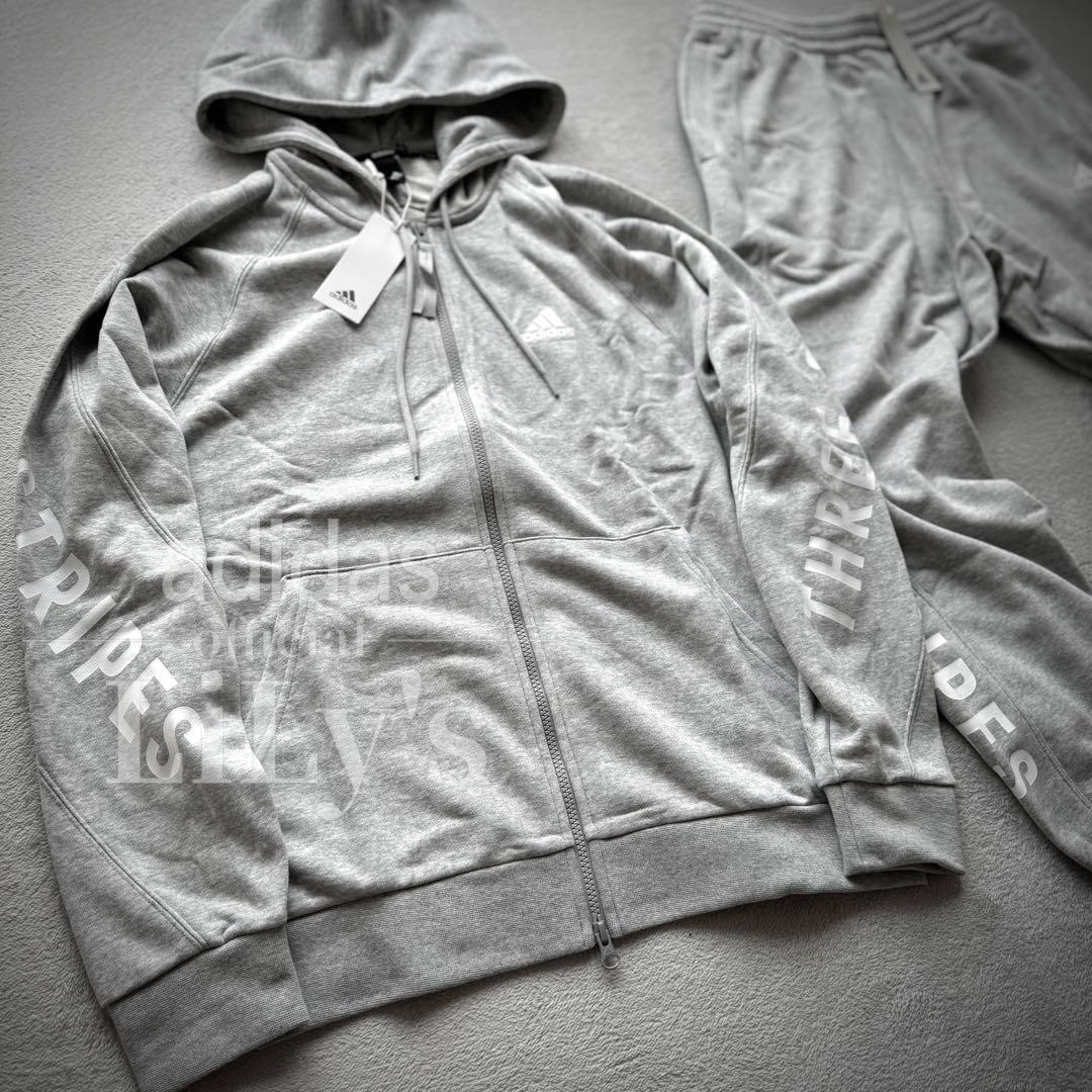 新品　adidas上下セット　グレー　Ｌ　THREE STRIPES アディダス