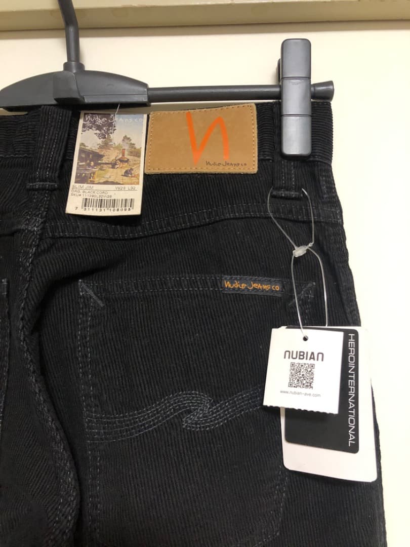 新品 NudieJeans SLIM JIM W28L32 ブラックコーデュロイ