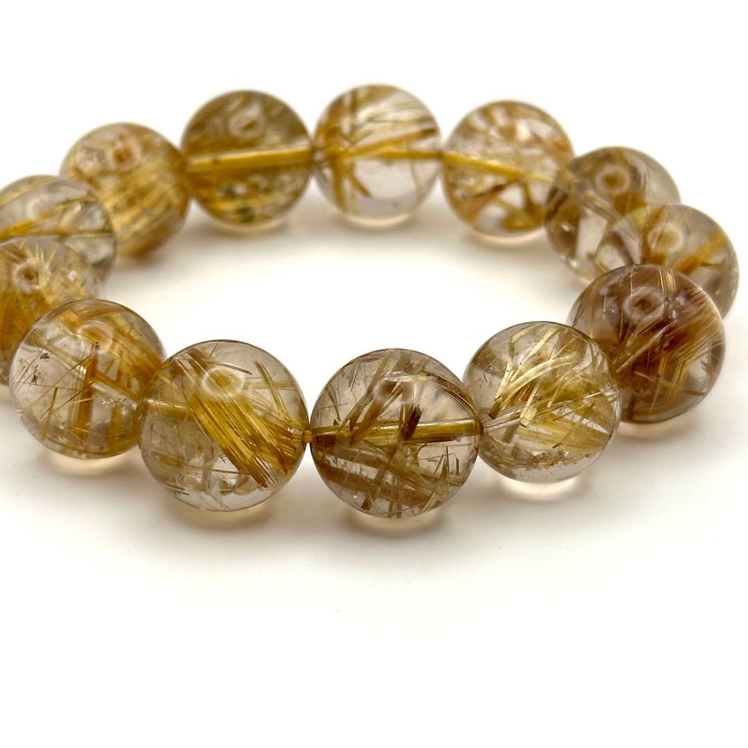 大玉ゴールドルチルクォーツ ブレスレット 約14mm
