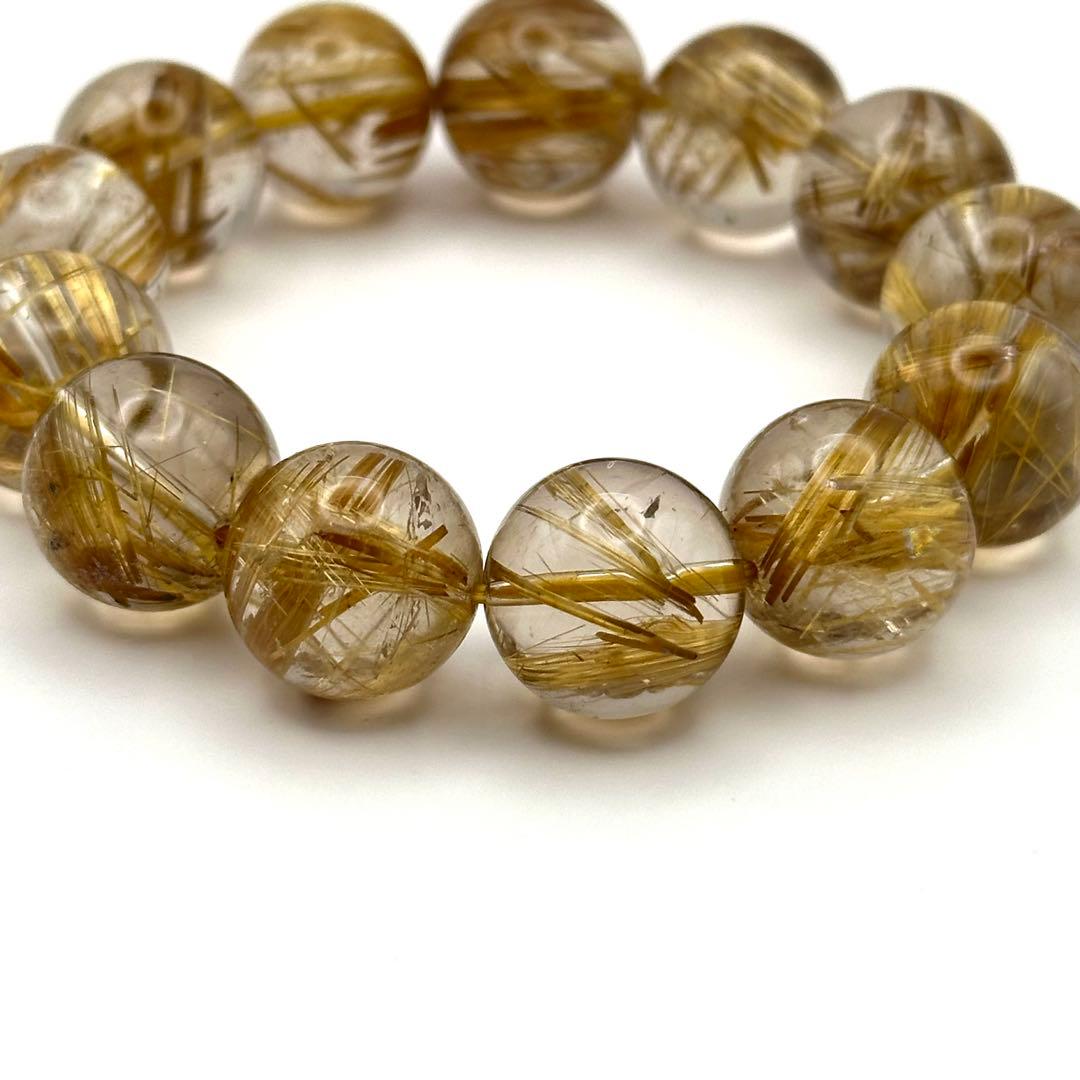 大玉ゴールドルチルクォーツ ブレスレット 約14mm
