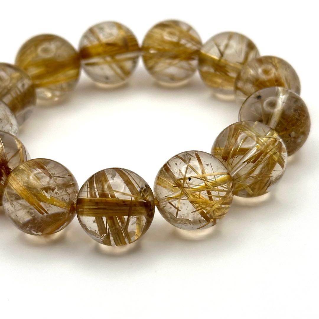 大玉ゴールドルチルクォーツ ブレスレット 約14mm