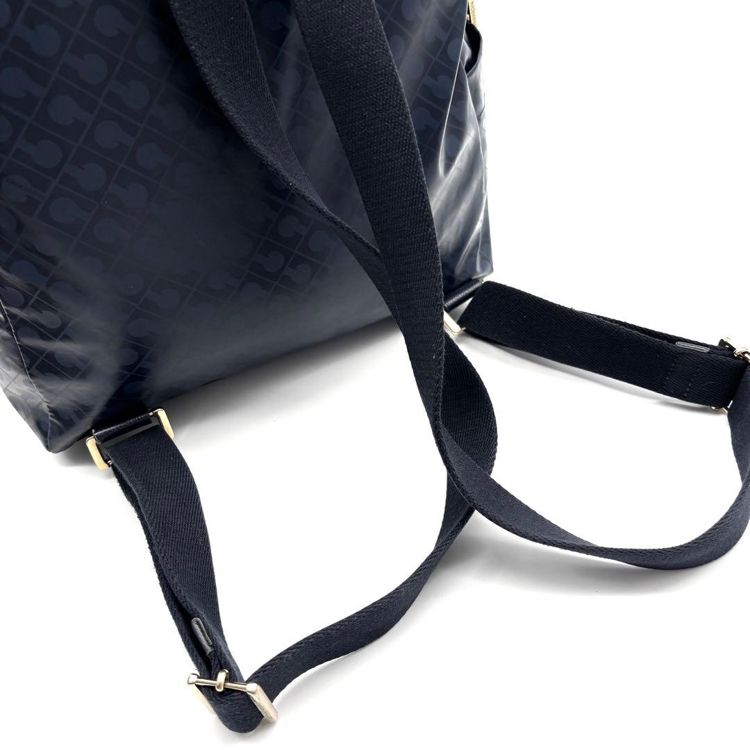 美品 ゲラルディーニ ソフティ 2way ハンドバッグ リュック 総柄 ネイビー