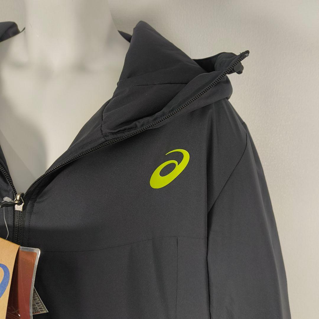 ASICS ブラック ベンチコート フード付き
