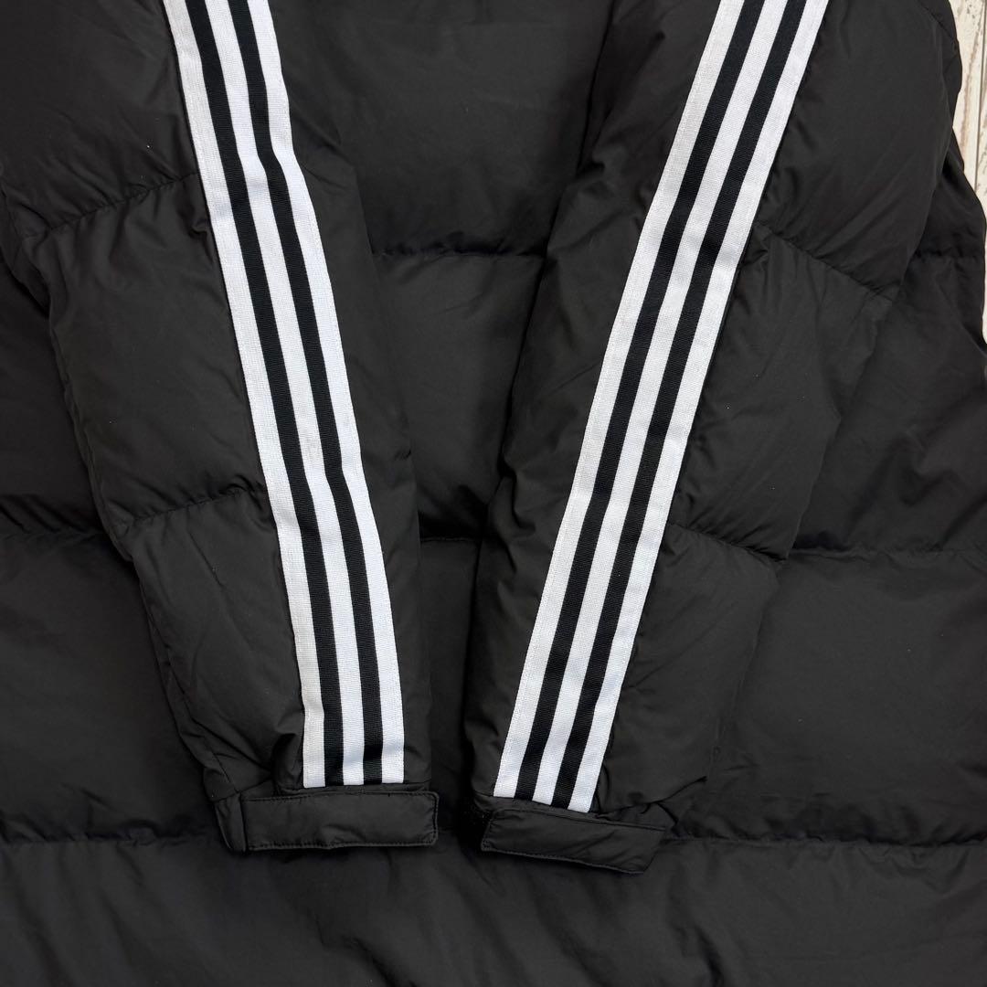 アディダス ロング ダウン ベンチコート L サイズ 3ストライプ ブラック