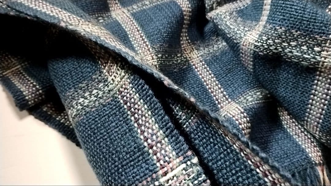 優佳良織　ユーカラ　大きめショール　ストール　ブルー　ウール　和装　ショール