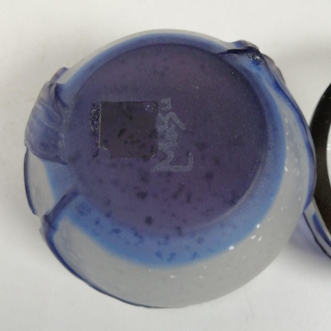 Ｗ４３　棗　『砂彫硝子　つゆ草』『茶器』『松本正雄 作』　共箱　茶道具