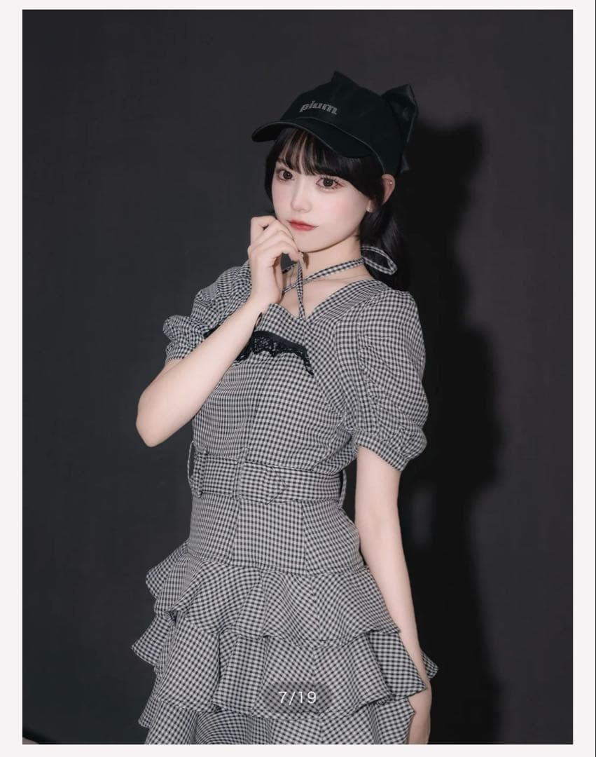 pium ギンガムチェックワンピース