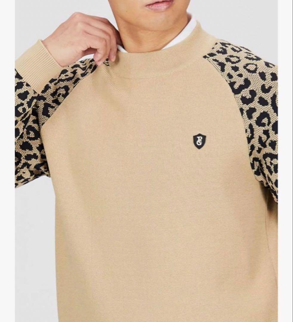 ウール混　サイズ4 レオパード柄　長袖ニット　セーター　ハイネック　秋冬　新品