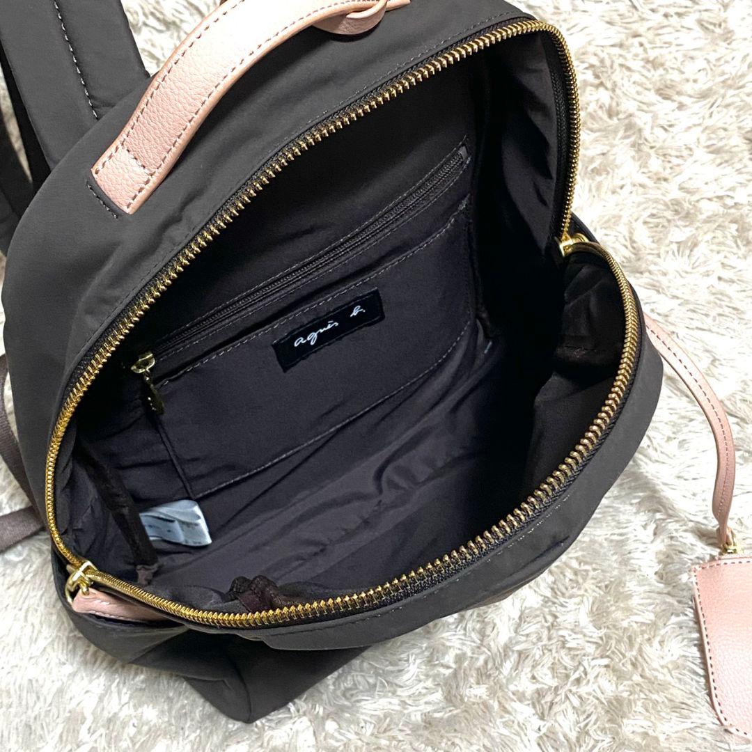 未使用級♡アニエスベー リュック ピンク＆ブラウン ミニポーチ付 ロゴチャーム