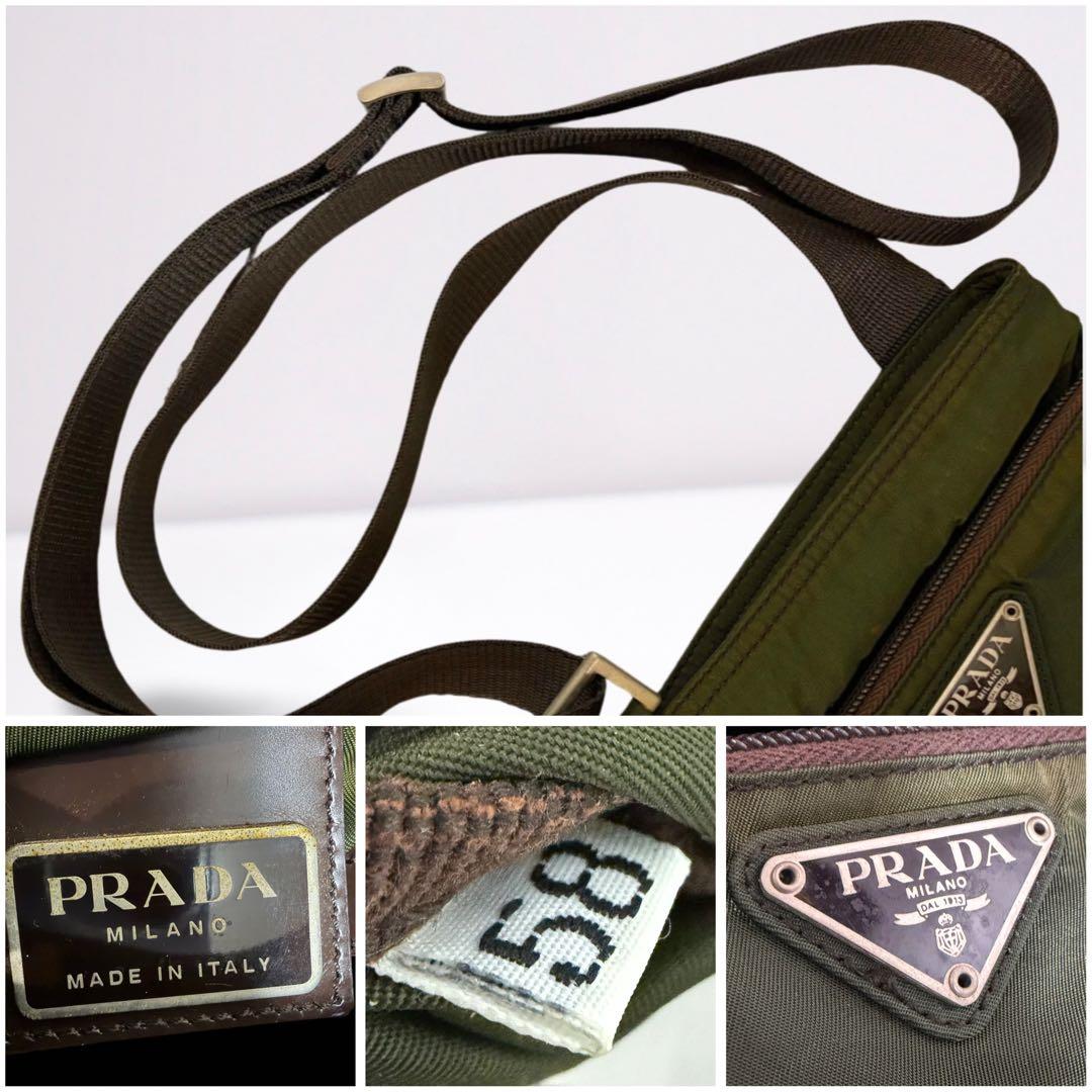 【正規品】プラダ PRADA ショルダーバッグ 三角ロゴ カーキ系 男女兼用