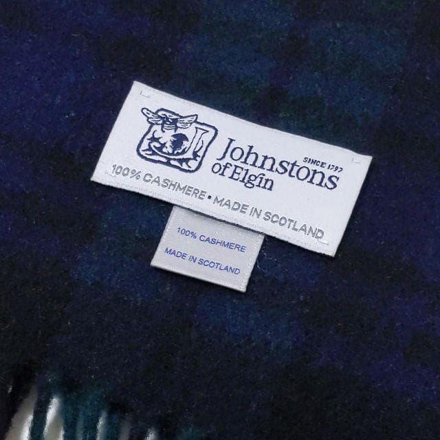 美品★Johnstons ジョンストンズ★カシミヤ マフラー チェック グリーン