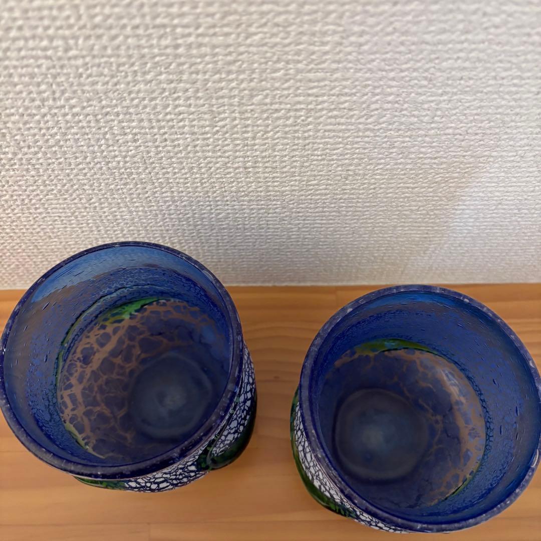 琉球　沖縄　ガラス　稲嶺盛吉作　グラス　2セット