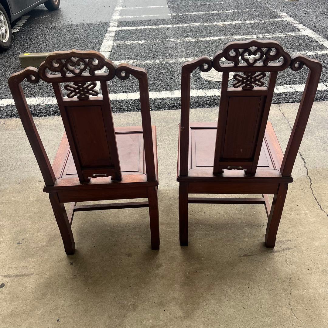 【稀少良品】2脚セット 中国家具 ダイニング チェア 唐木家具 李朝家具 花梨
