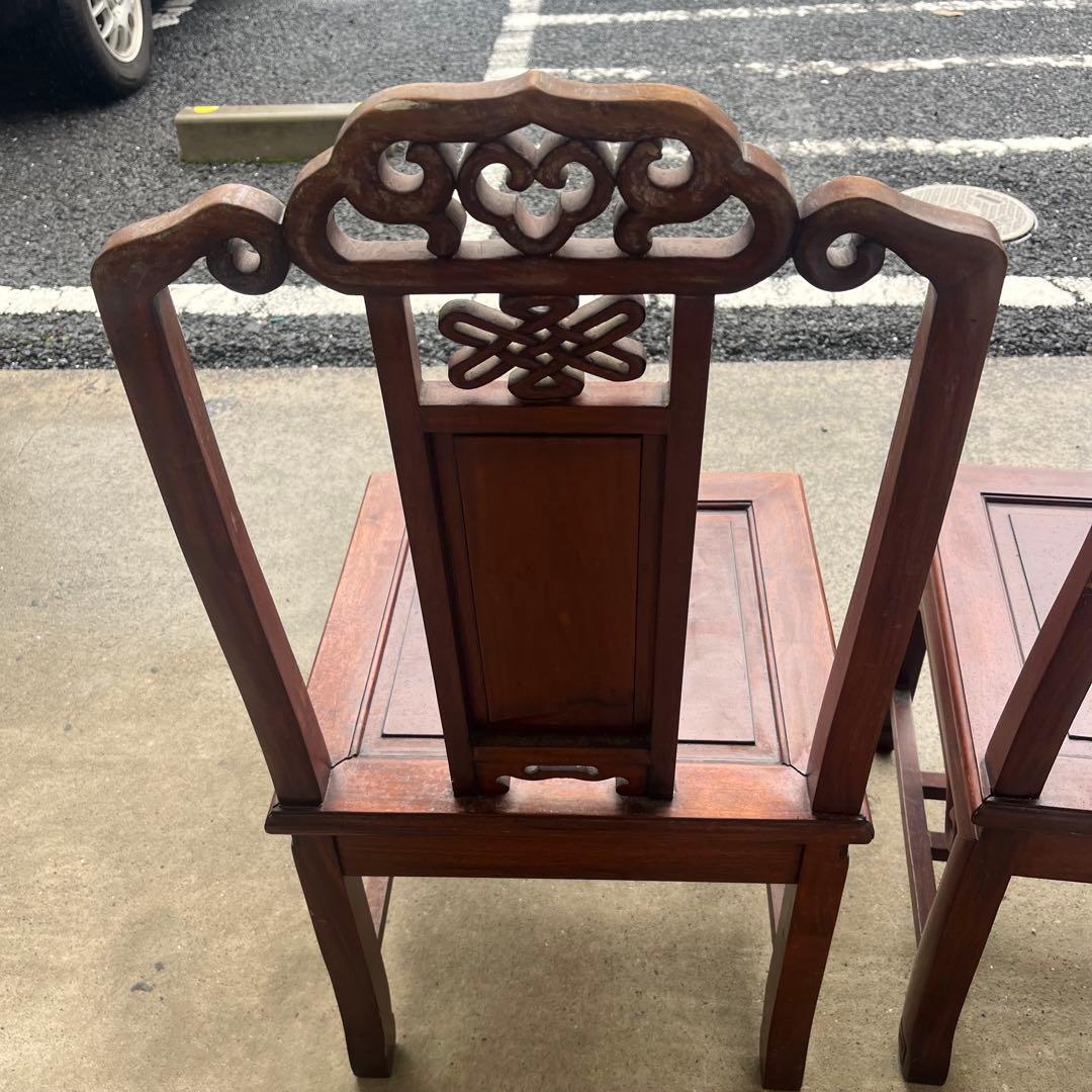 【稀少良品】2脚セット 中国家具 ダイニング チェア 唐木家具 李朝家具 花梨