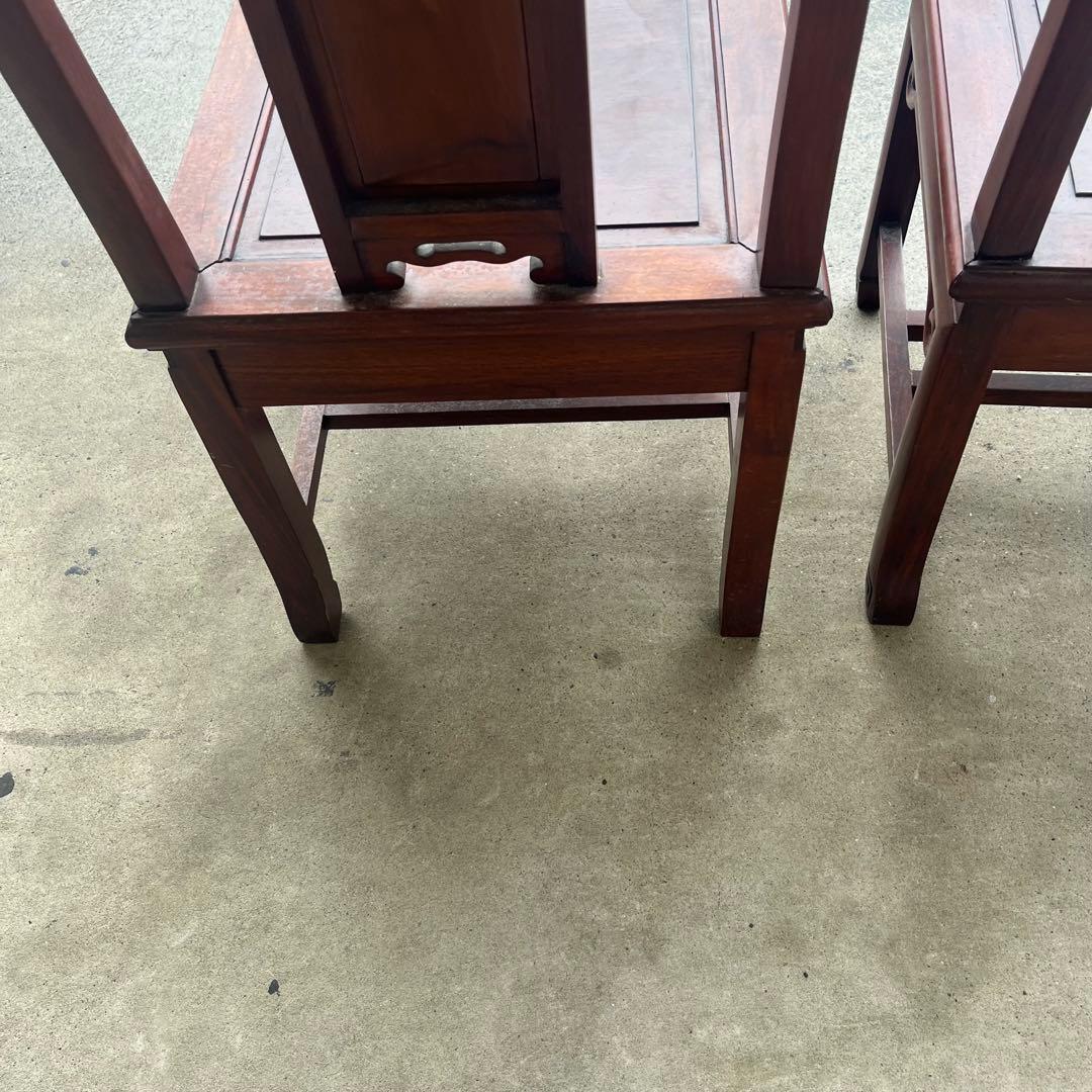 【稀少良品】2脚セット 中国家具 ダイニング チェア 唐木家具 李朝家具 花梨