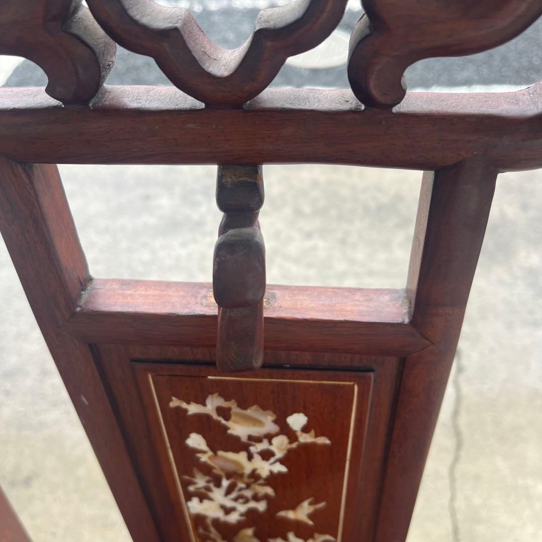 【稀少良品】2脚セット 中国家具 ダイニング チェア 唐木家具 李朝家具 花梨