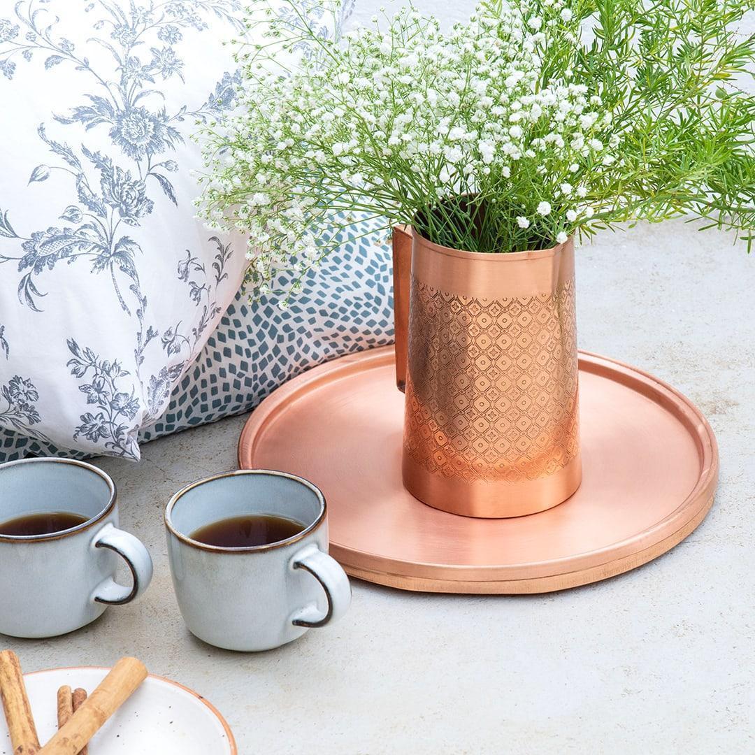 【高級】【純銅】 水差し ＋ グラス ×２ アーユルヴェーダ インド 職人手作り