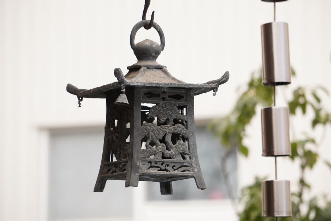 角*幸様 吊り灯籠　松竹梅　アンティーク　雑貨　骨董　吊灯籠　灯り　照明　庭　イ