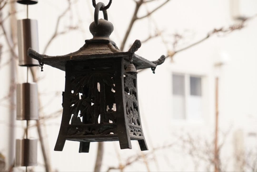 角*幸様 吊り灯籠　松竹梅　アンティーク　雑貨　骨董　吊灯籠　灯り　照明　庭　イ